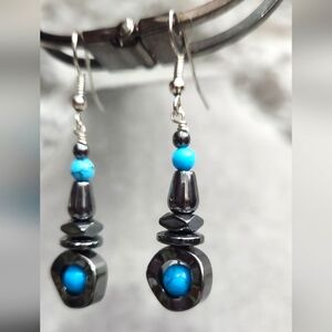 Hematite & Turquoise Earrings NWOT